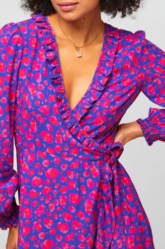 Aspiga Demi Long Sleeve Wrap Dress Cheetah Print XS-XL